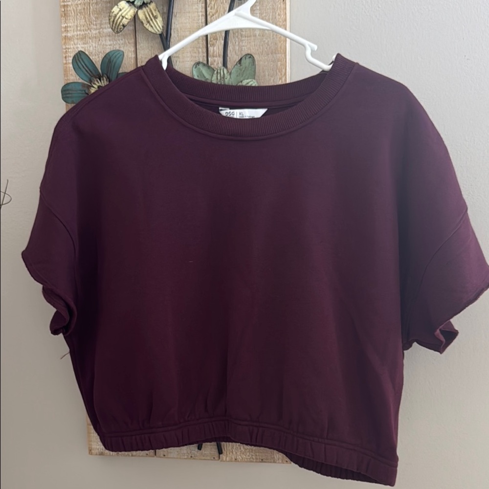 DSG Women's cinched SS fleece Crop oversized Top size XL NWT